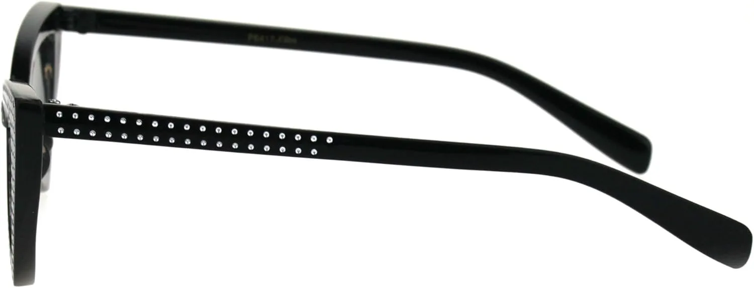 

Женские узкие солнцезащитные очки PASTL, треугольные, «кошачий глаз», с серебристыми точками и блестками, модные, с защитой от УФ-излучения UV400, Black (Black)