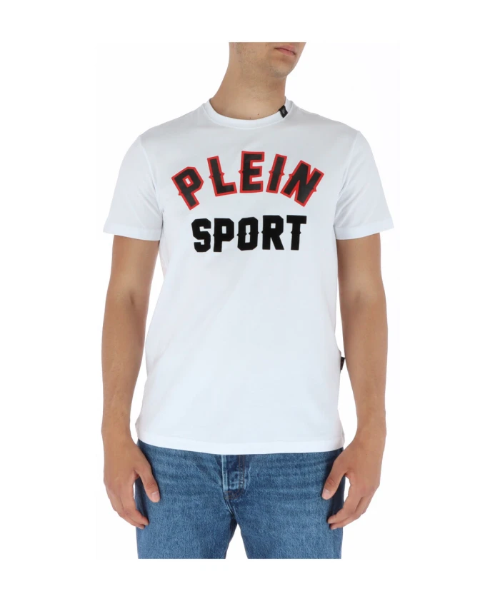 

Белая мужская футболка с принтом Plein Sport, белый