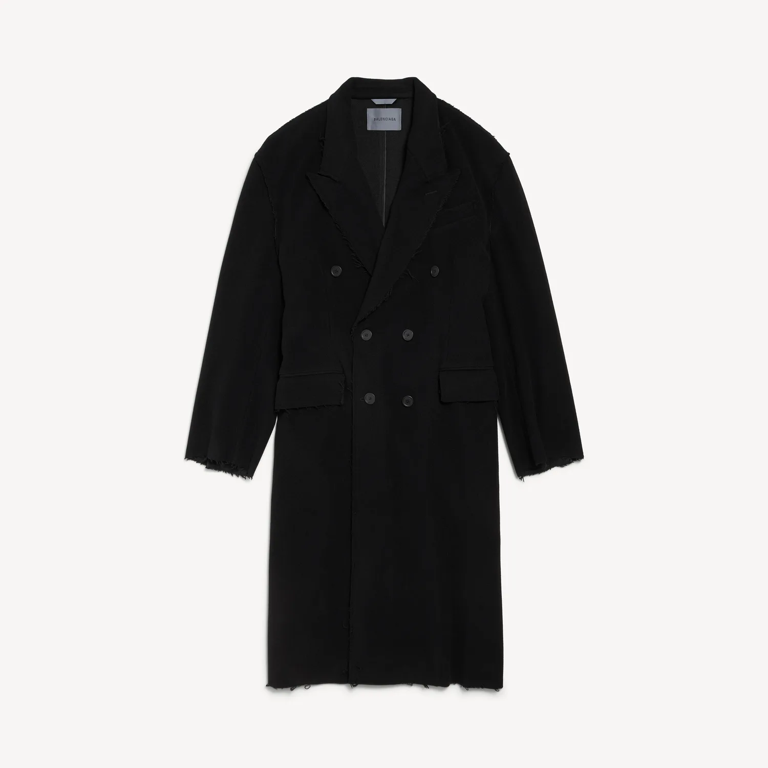 BALENCIAGA Мужское пальто с необработанными краями в черном цвете