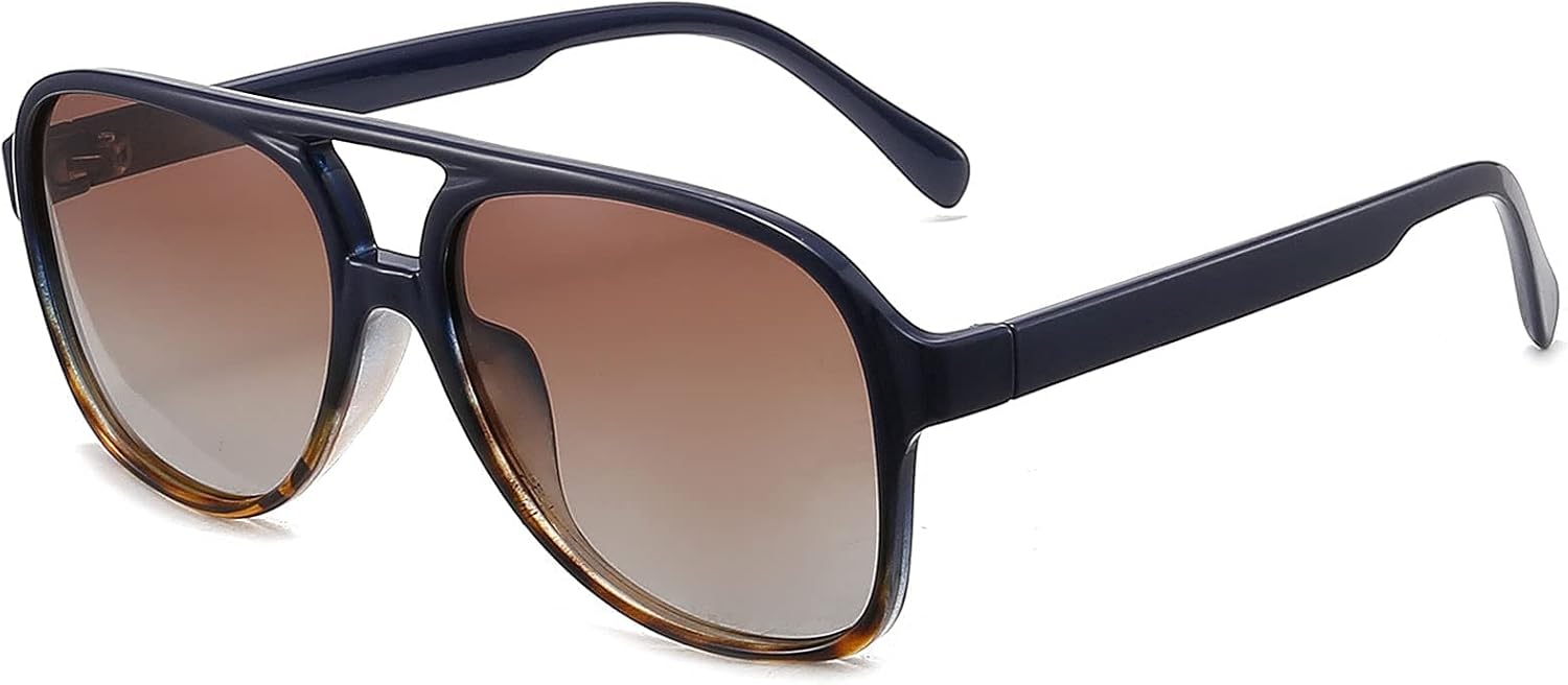 

Солнцезащитные очки-авиаторы ANRRI в стиле ретро 70-х годов с поляризованными линзами и двойной перемычкой, легкая оправа, подходят для мужчин и женщин, Blue Tortoise/Brown