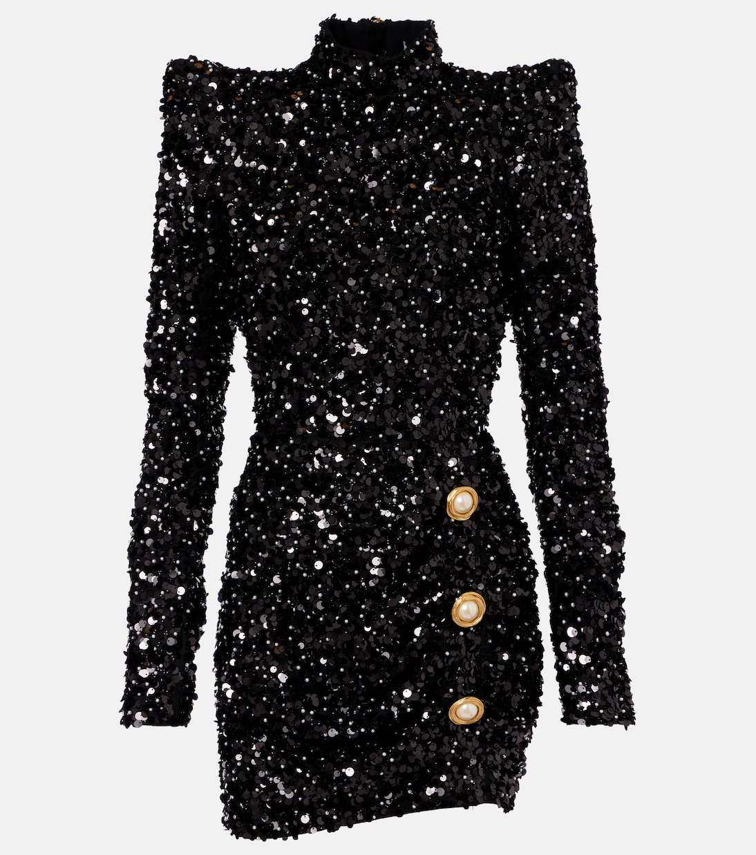 Мини-платье с пайетками Balmain, Noir/Blanc