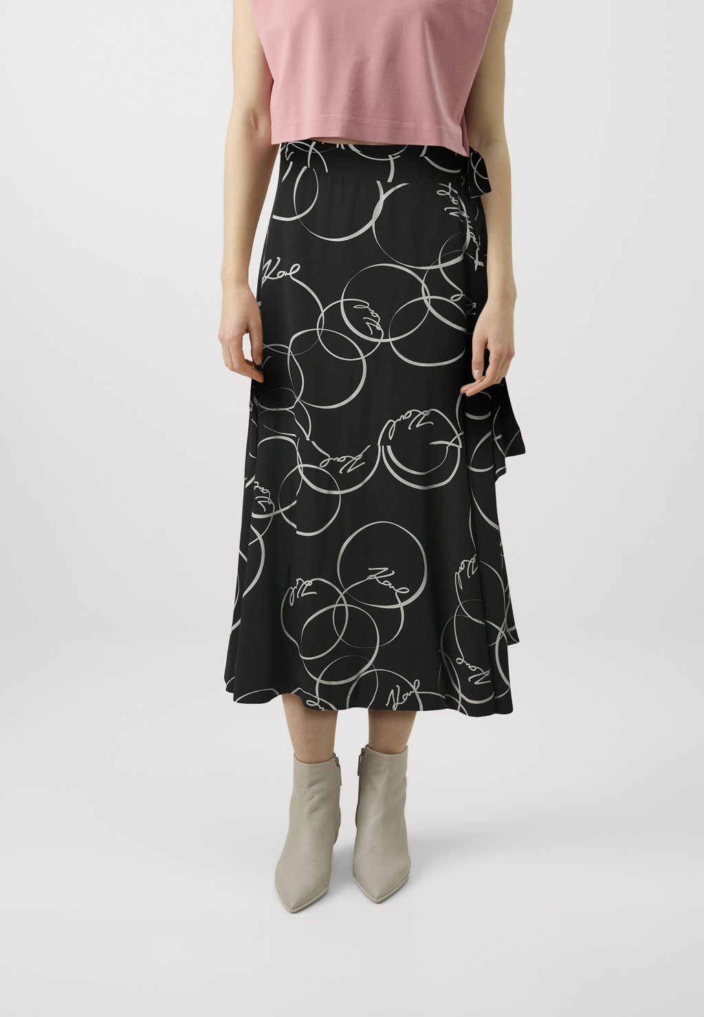 

Юбка внахлест PRINTED WRAP SKIRT KARL LAGERFELD, черный