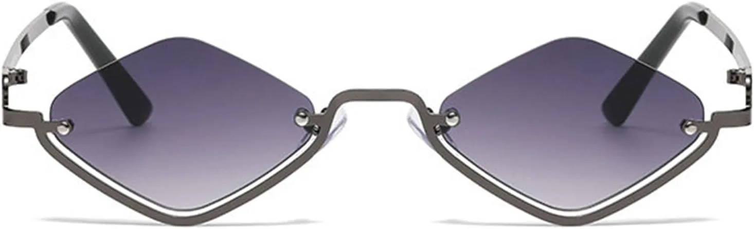 

Женские солнцезащитные очки в форме бриллианта, маленькие, в стиле хип-хоп, с полуободковой оправой, металлические узкие винтажные очки для женщин и мужчин helena, C1