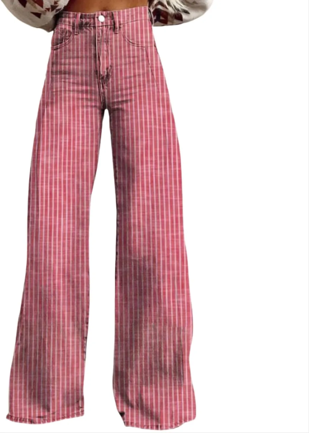 

Женские полосатые джинсы wide leg с низкой посадкой Doloame