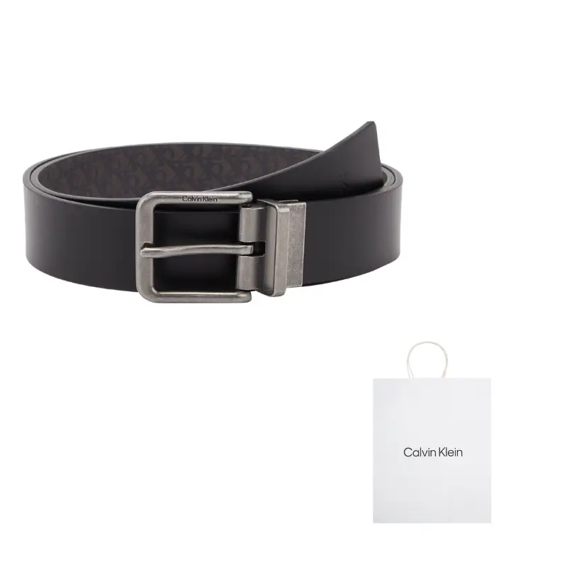 

Calvin Klein Ремень из комбинированной кожи мужской, V1D-Space Black/Fine-Grained Gray
