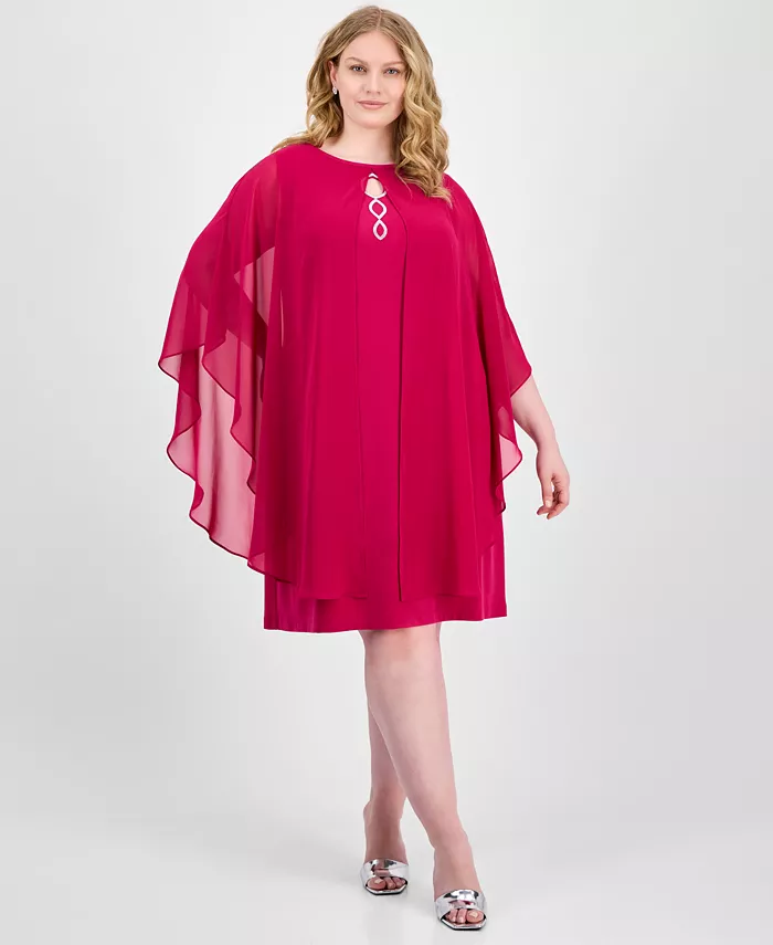 

Платье-футляр с накидкой Plus Size Connected, розовый
