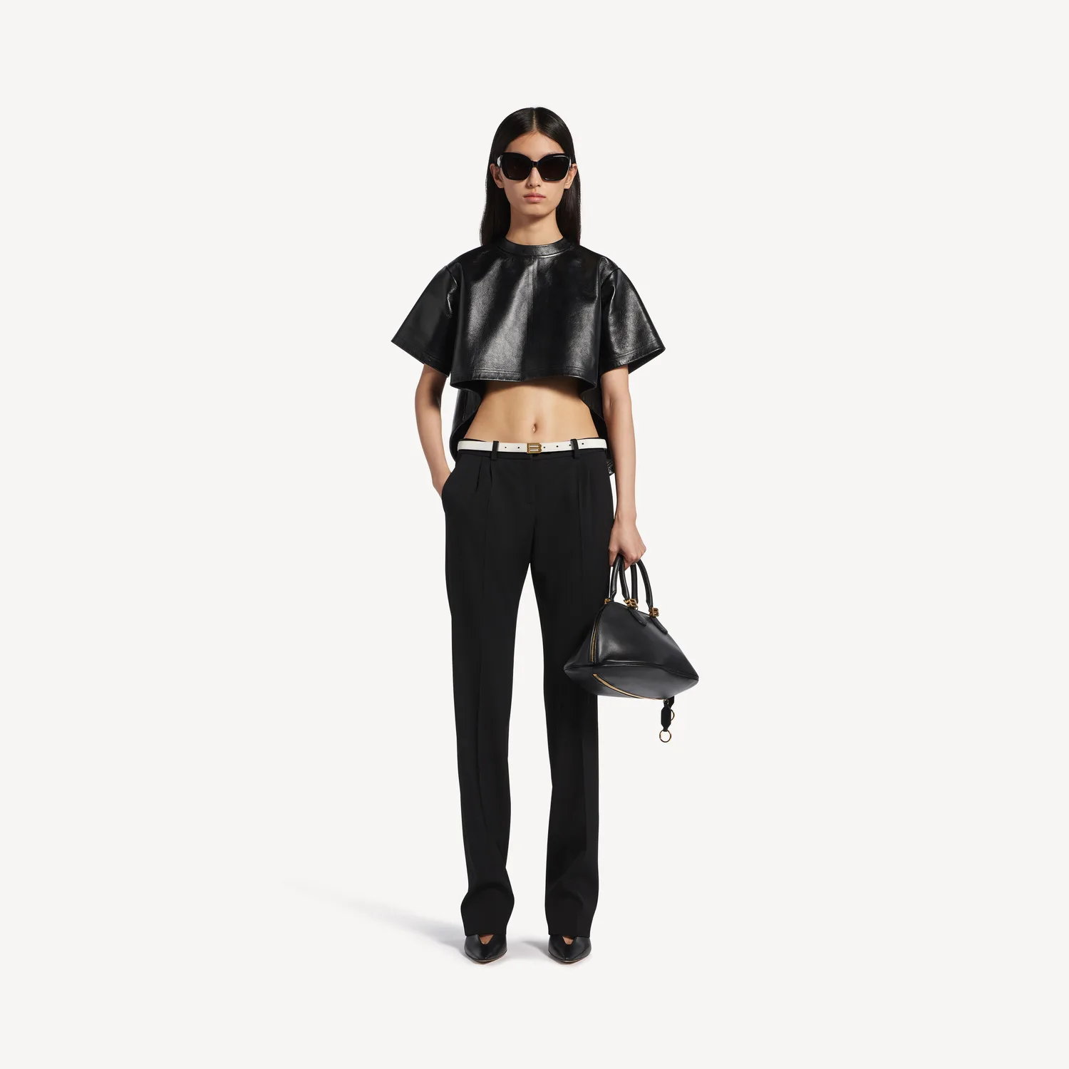 BALENCIAGA Женские приталенные классические брюки черного цвета — фото 2