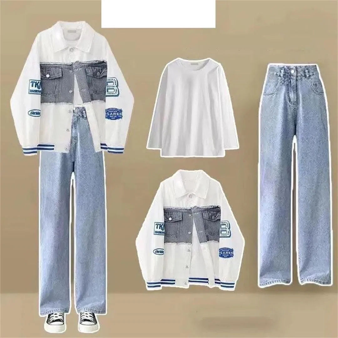 Спортивный костюм с курткой, футболкой и джинсами, Polyester, Three Piece Set 03 — фото 3