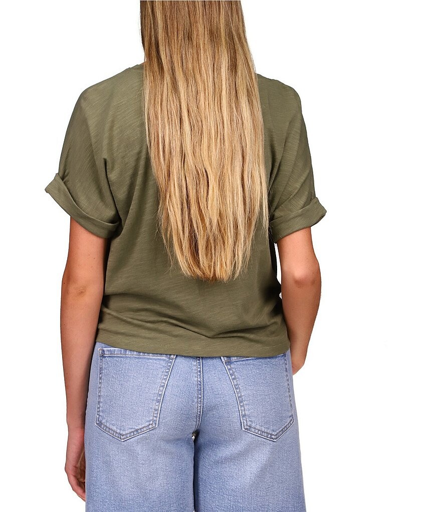 

Футболка Sanctuary All Day с круглым вырезом и короткими закатанными рукавами с завязками на талии, зеленый