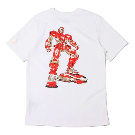 

Футболка Men's Nike Sportswear Transformers Printing Sports Round Neck Short Sleeve White T-Shirt, белый