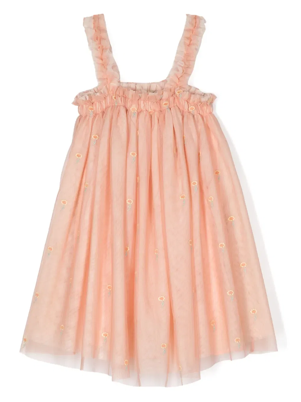 Сетчатое платье с цветочной вышивкой Stella Mccartney Kids, розовый