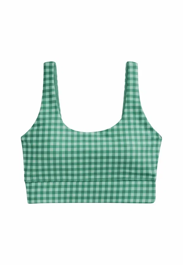 Топ спортивный Next, Regular fit active power scoop back sports bra, зеленая клетка — фото 3