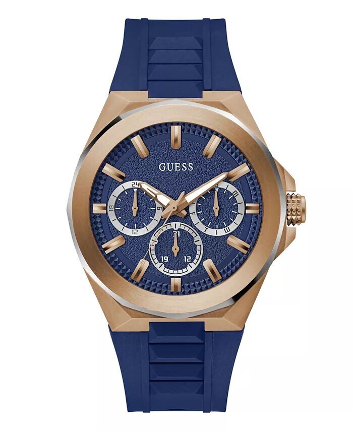 

Мужские многофункциональные синие силиконовые часы 46 мм GUESS, синий