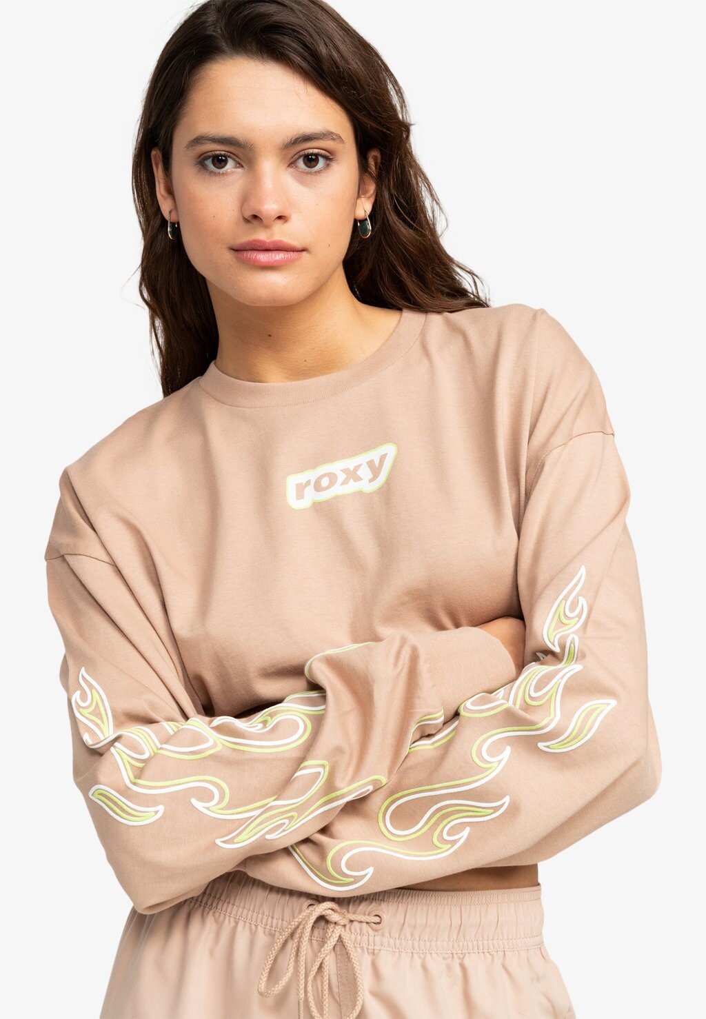 

Топ с длинными рукавами KELIA KÜRZERES LONGSLEEVE Roxy, коричневый