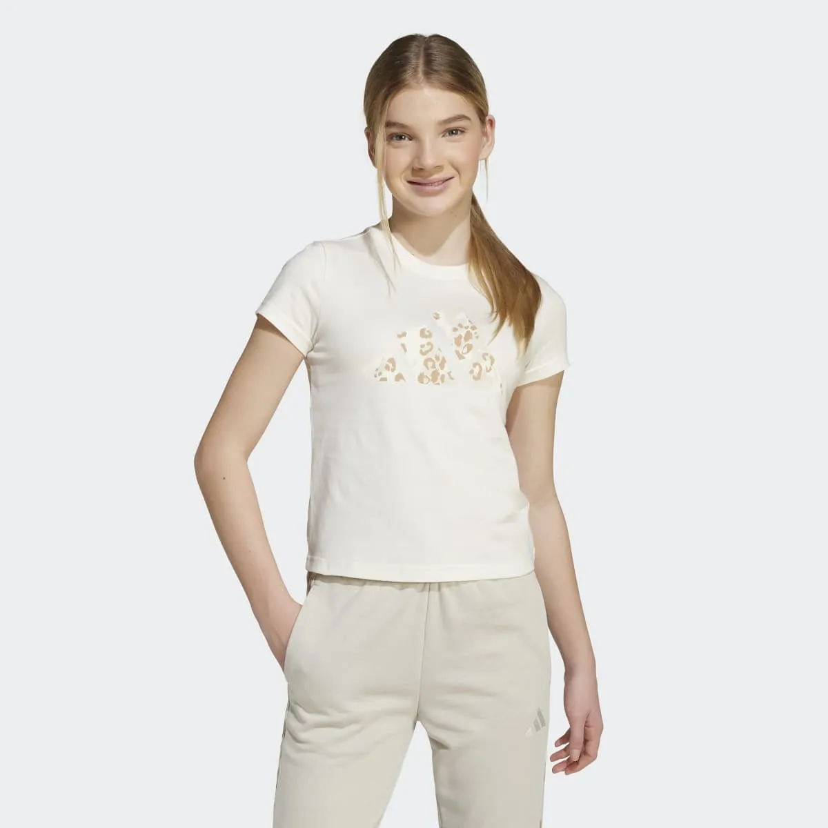 

Детская футболка для девочек с большим логотипом Animal, однослойная, adidas, серый