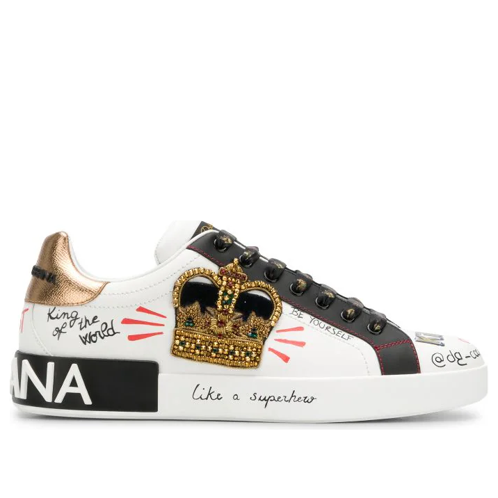 Кроссовки Dolce & Gabbana Portofino Printed Sneakers 'Graphic White Gold' — фото 4