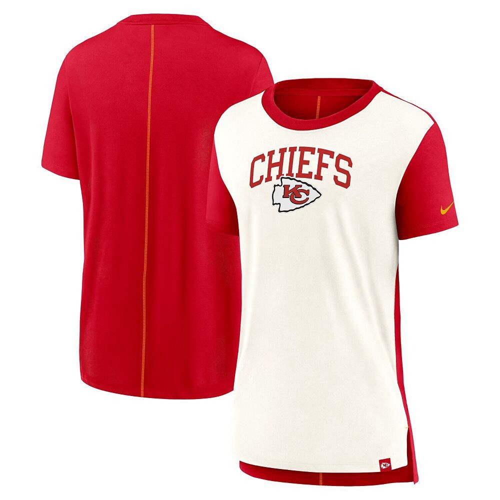 

Женская кремово-красная футболка Nike Kansas City Chiefs Wordmark Tri-Blend, цвет Chf Beige