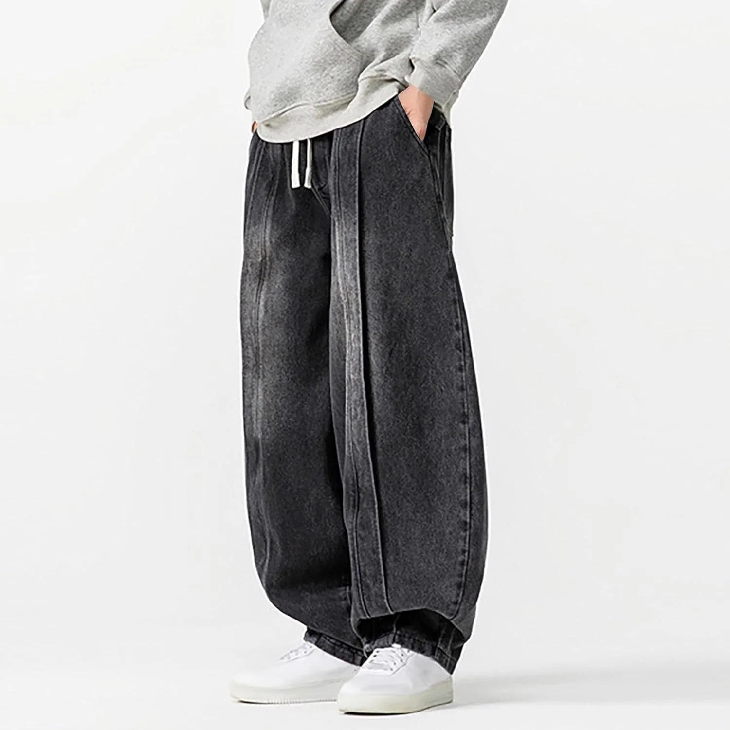 Джинсы свободные Y2K Oversized, черный — фото 4