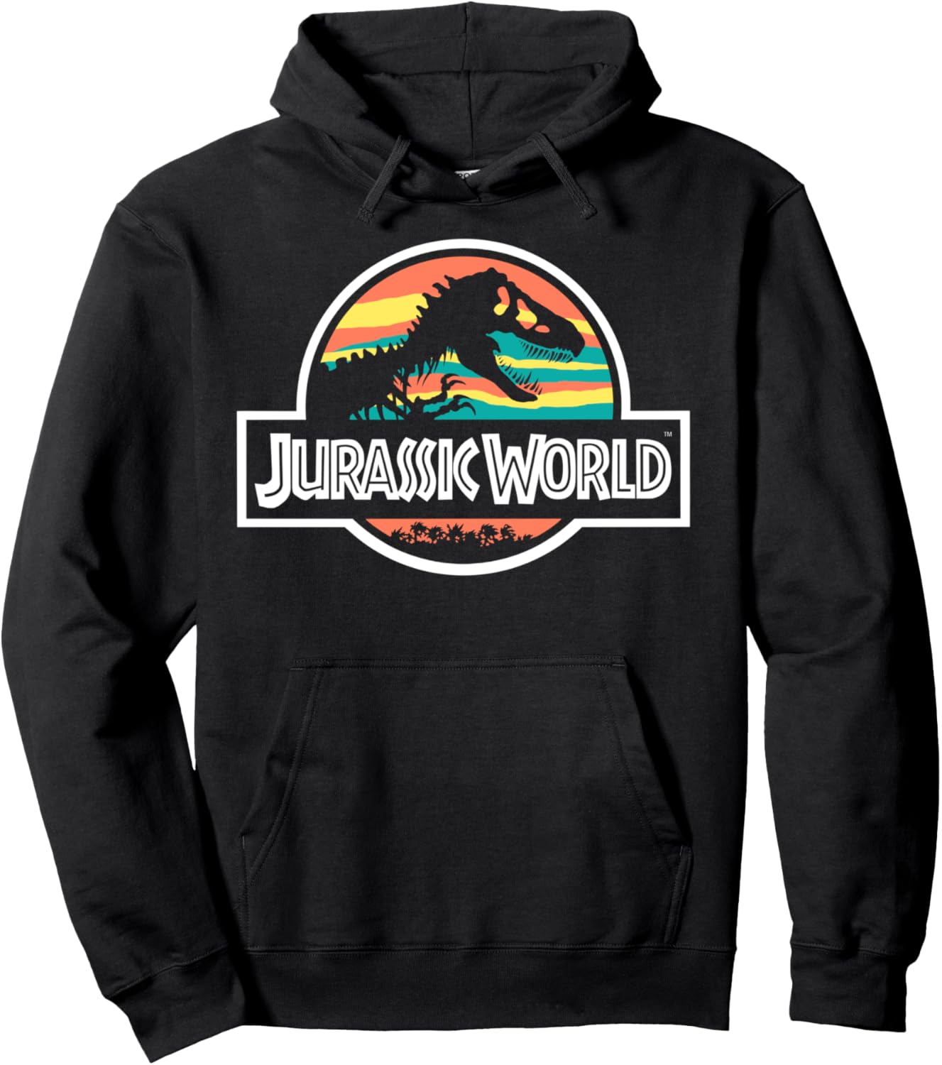 

Худи в стиле ретро «Мир Юрского периода» с логотипом скелета и закатом Jurassic World, черный