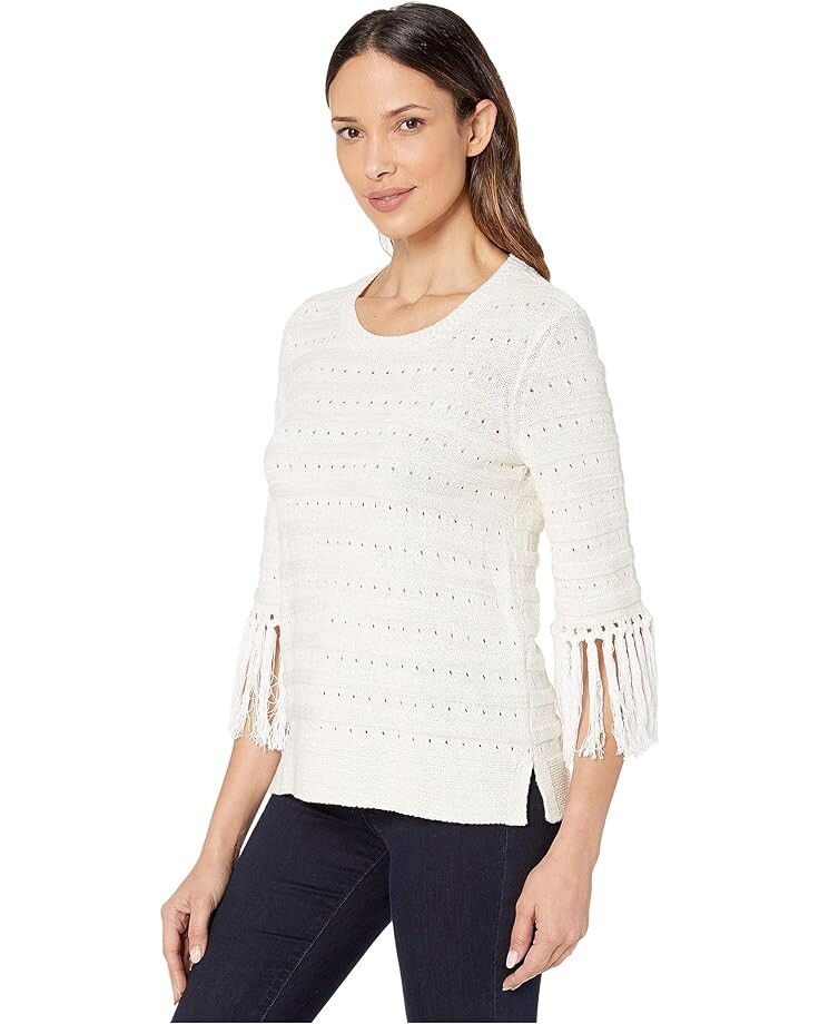 

Свитер NIC+ZOE Fringe Cuff Top, кремовый
