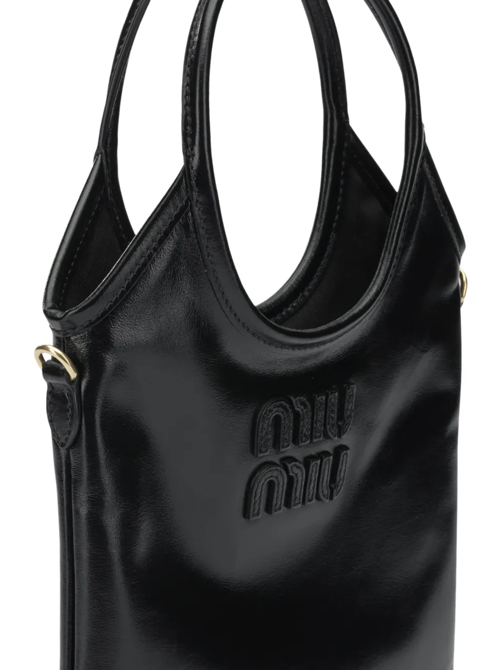 Сумка-тоут из кожи Ivy Miu Miu, черный — фото 3