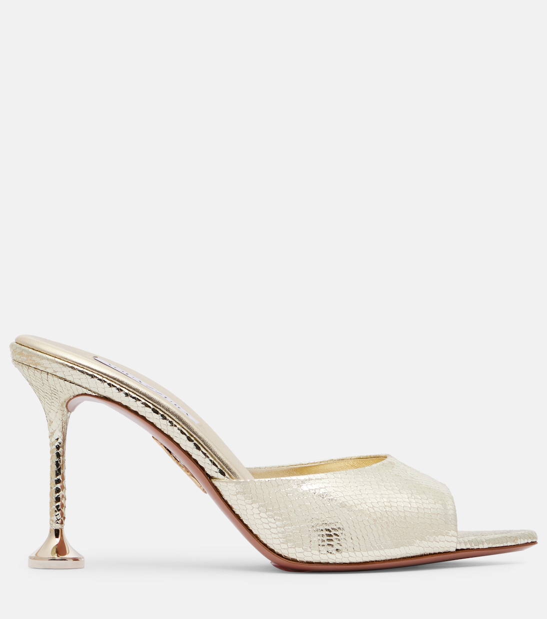 Босоножки Bisous 85 из тисненой кожи Aquazzura, Platino — фото 4