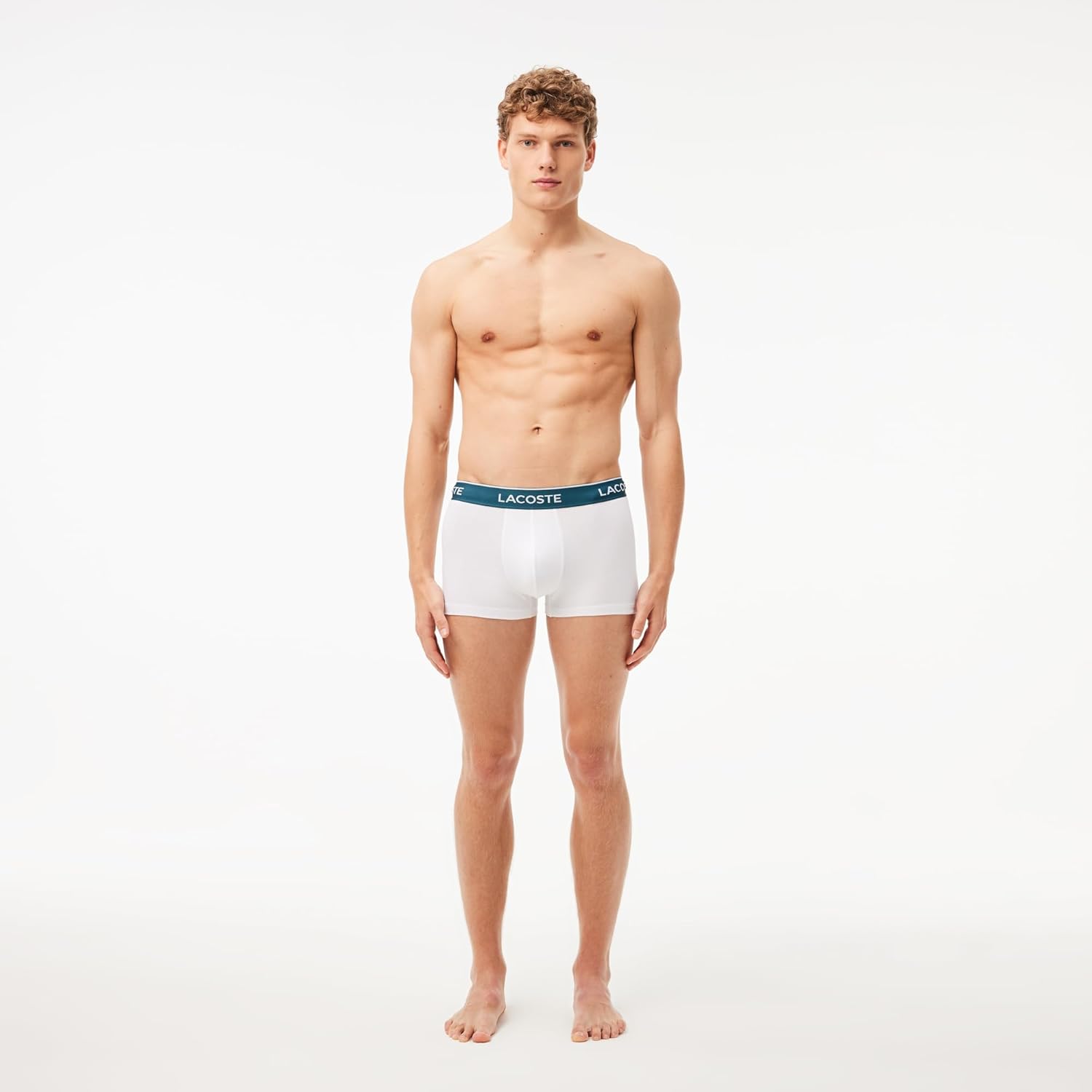 Трусы мужские Lacoste хлопковые с эластичной триколорной резинкой, 3 шт, Black/White/Grey With Multicolor Waistband — фото 3