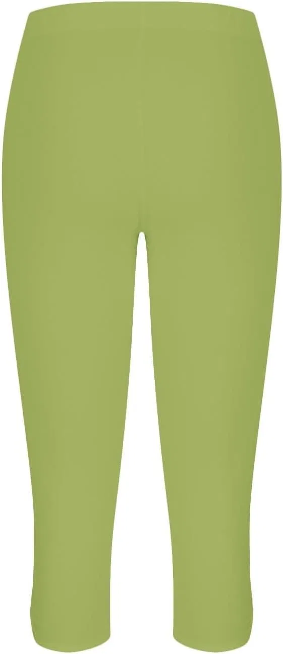 Женские капри для тренировок эластичные мягкие высокие, M010- Army Green — фото 4