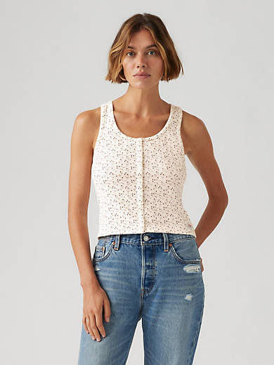 

Женская майка-топ Pointelle из сухих товаров Levi's, цвет Celeste Ditsy Gardenia - White
