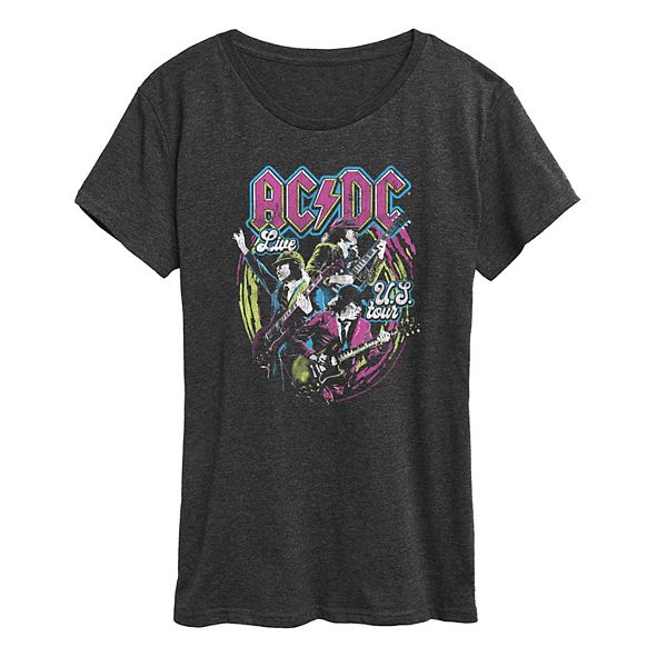 

Футболка с принтом Women's acdc live us tour Licensed Character, Heather Charcoal