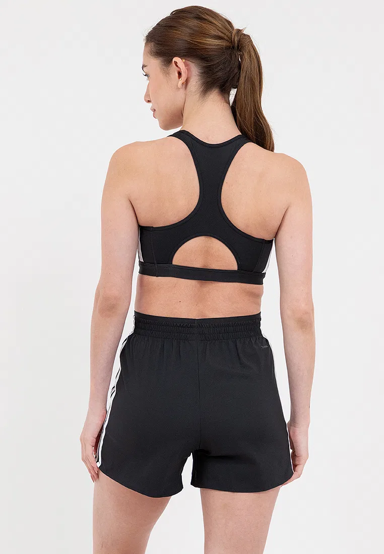 Бюстгальтер для фитнеса, средняя поддержка, Optime Essentials Workout 3-Stripes, Adidas, белый/черный — фото 3