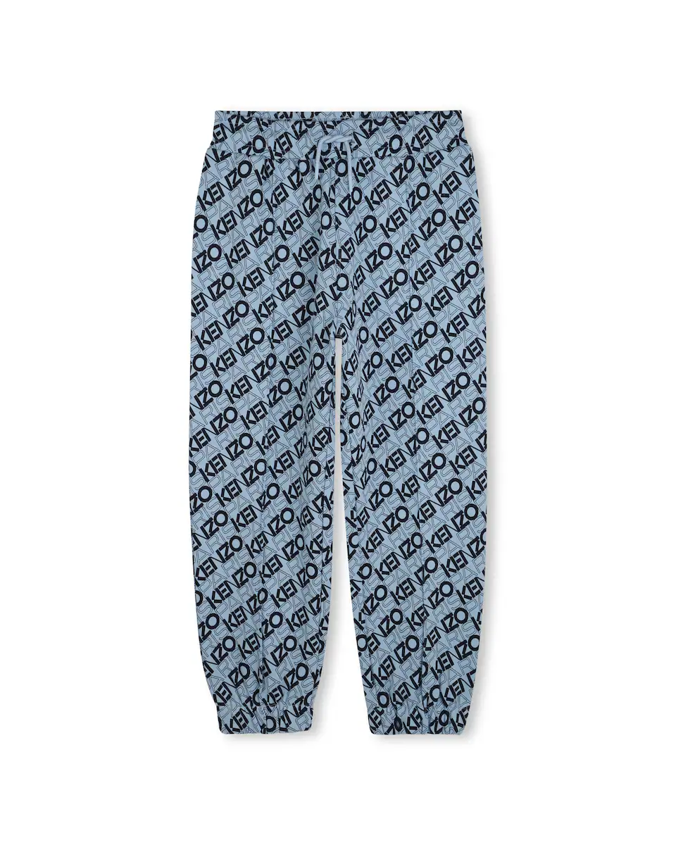 

Спортивные брюки для мальчика с принтом монограммы Kenzo Kids, голубой