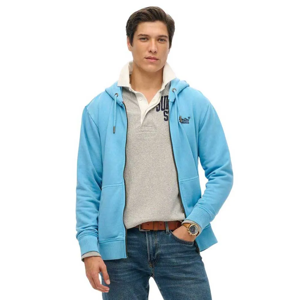 

Толстовка Superdry Essential Logo Washed full zip, синий