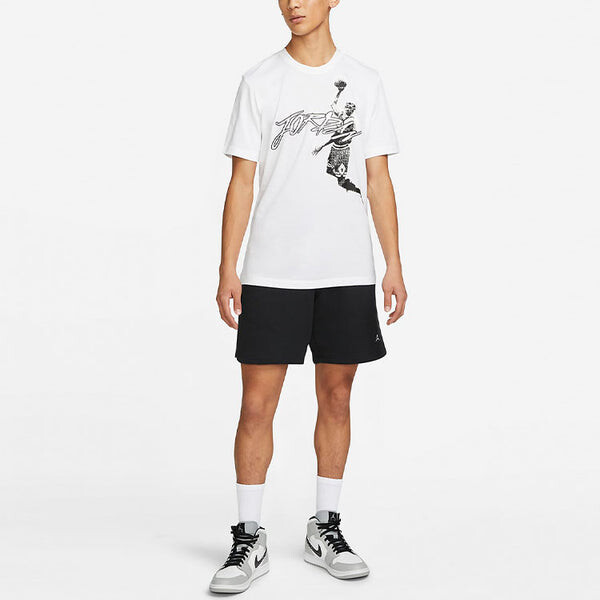 Футболка Men's Air Jordan Casual Breathable Sports Round Neck Pullover Short Sleeve White T-Shirt, белый — фото 2