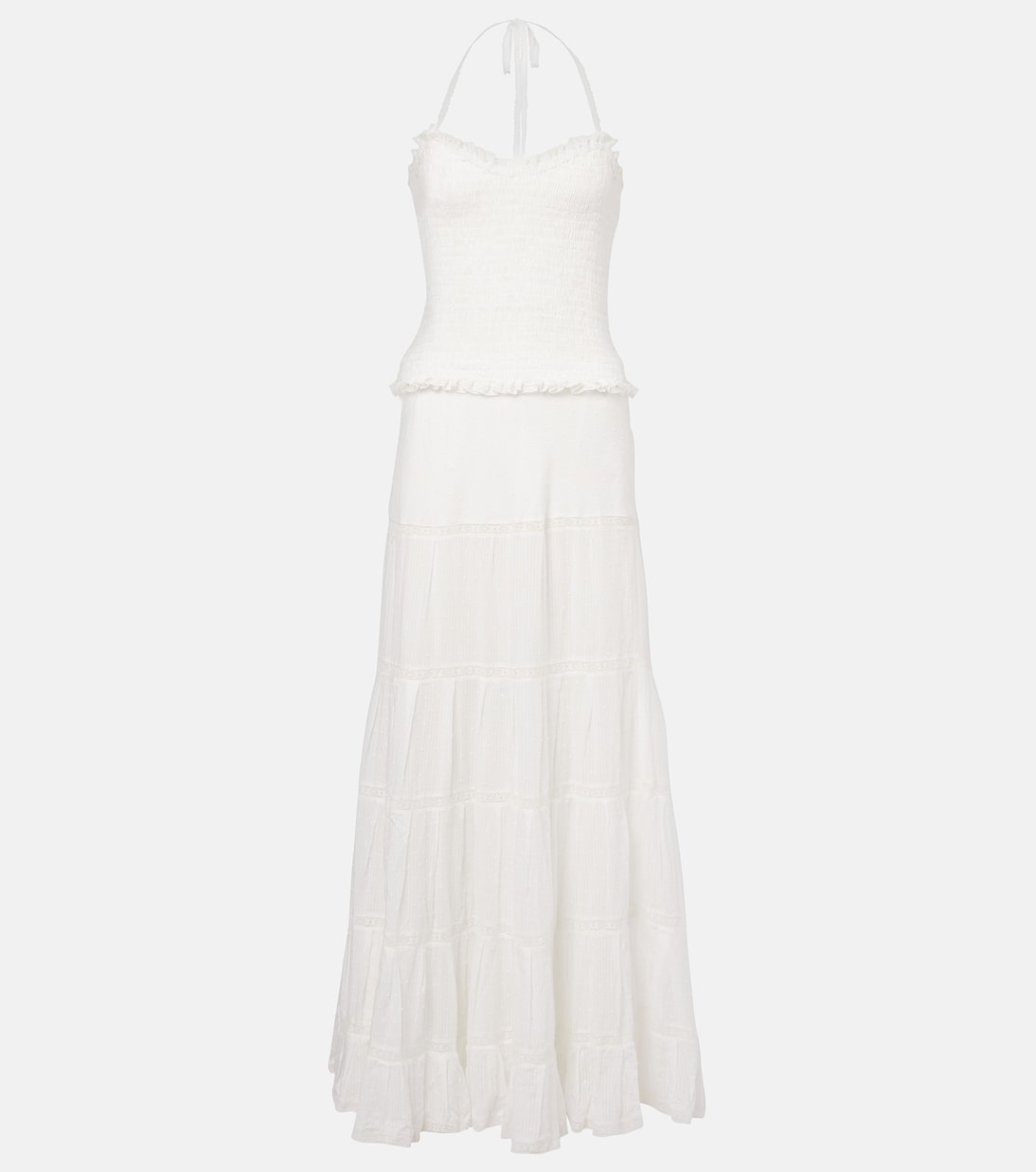 

Полосатое хлопковое макси-платье Poupette St Barth, Natural White Plain