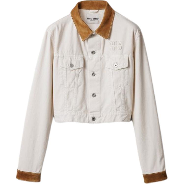 

MIU MIU Короткий джинсовый жакет, White