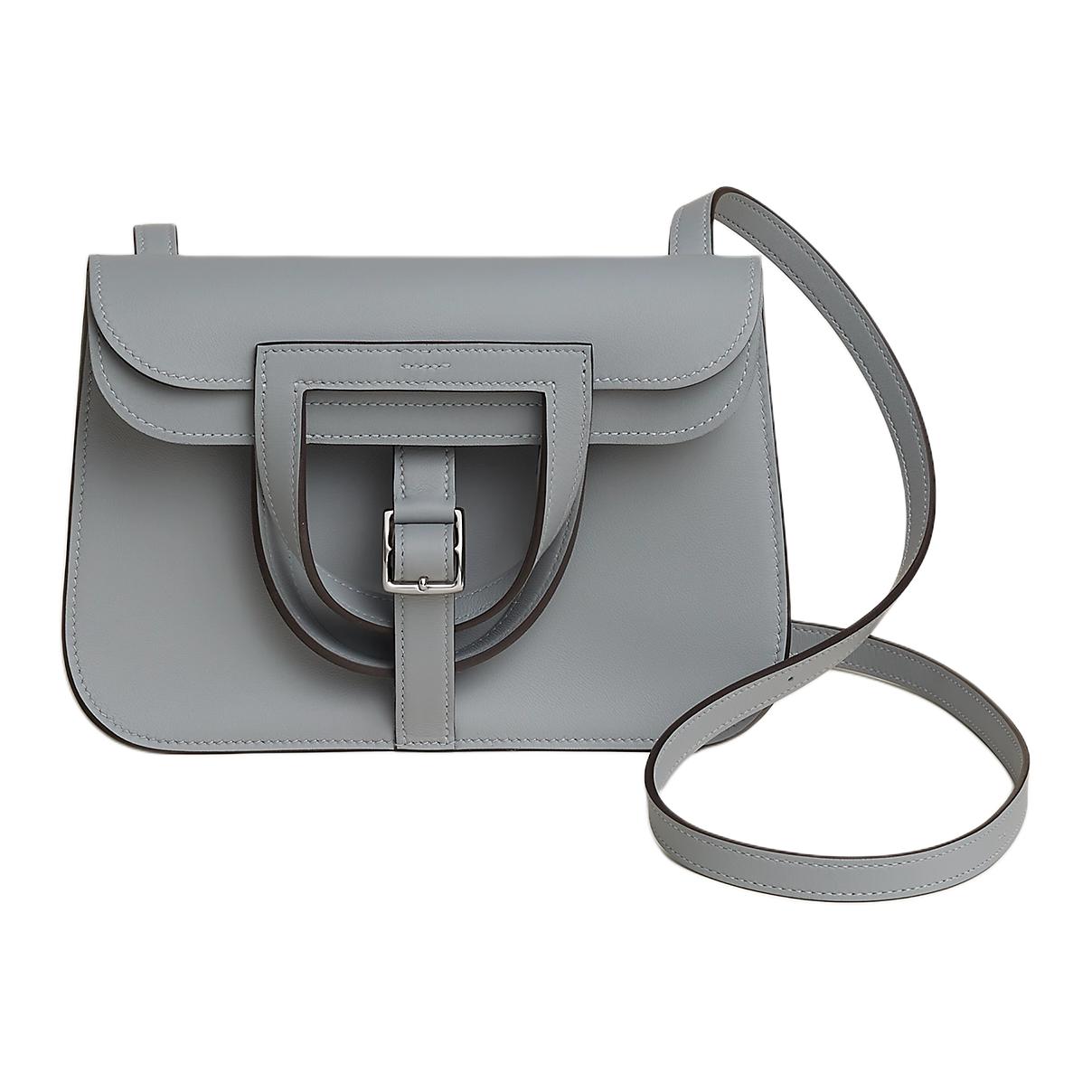 

Сумка кроссбоди, мини-сумка через плечо для женщин Halzan Swift Calfskin, Mist Gray HERMES, K Stamp