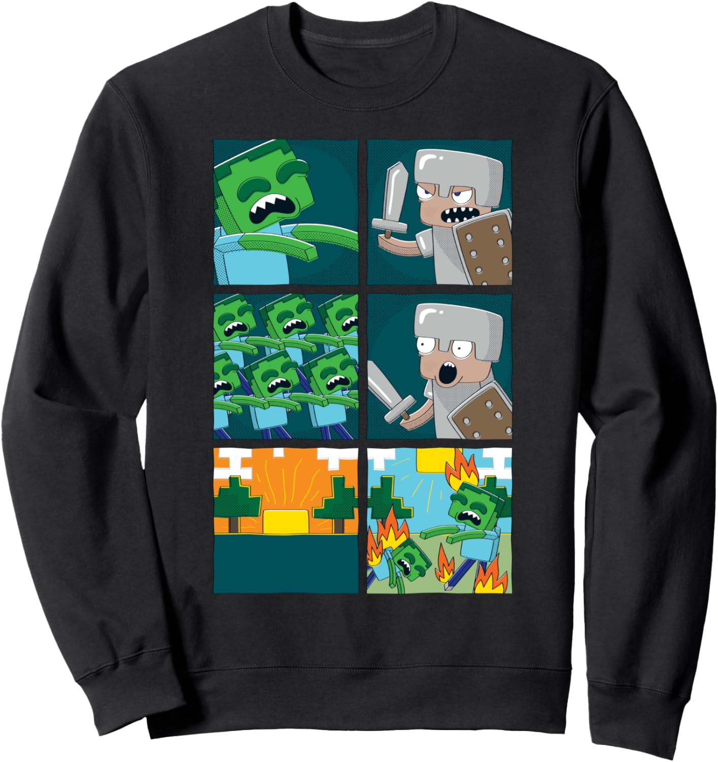 

Толстовка с изображением комикса Minecraft Стив против зомби, черная, Черный, Толстовка с изображением комикса Minecraft Стив против зомби, черная