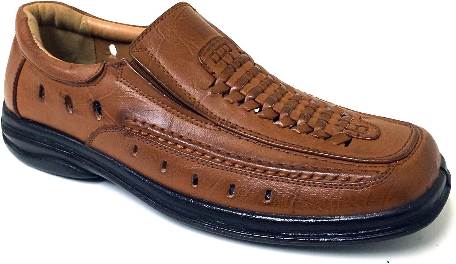 

Мужские классические сандалии A1V2751B с закрытым носком, эластичными вставками, стилем хуарече, без шнурков, повседневные туфли, черные, коричневые Veeko