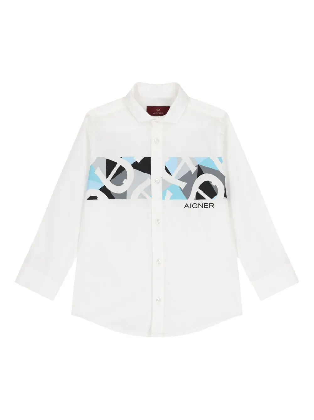 

Рубашка с геометричным принтом и логотипом Aigner Kids, белый