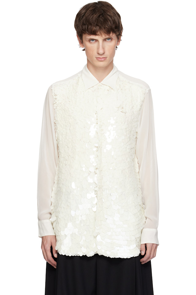 

Рубашка с пайетками Dries Van Noten, белый