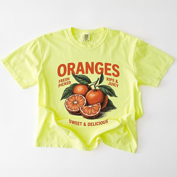 

Футболка с принтом Fresh picked oranges vintage Simply Sage Market, Lemon, Зеленый, Футболка с принтом Fresh picked oranges vintage Simply Sage Market, Lemon
