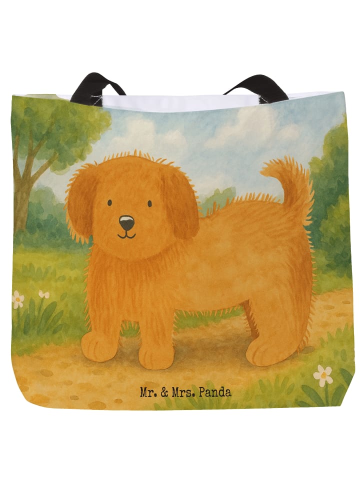 

Сумка-шоппер с рисунком пушистой собаки, без слогана, белого цвета Mr. & Mrs. Panda