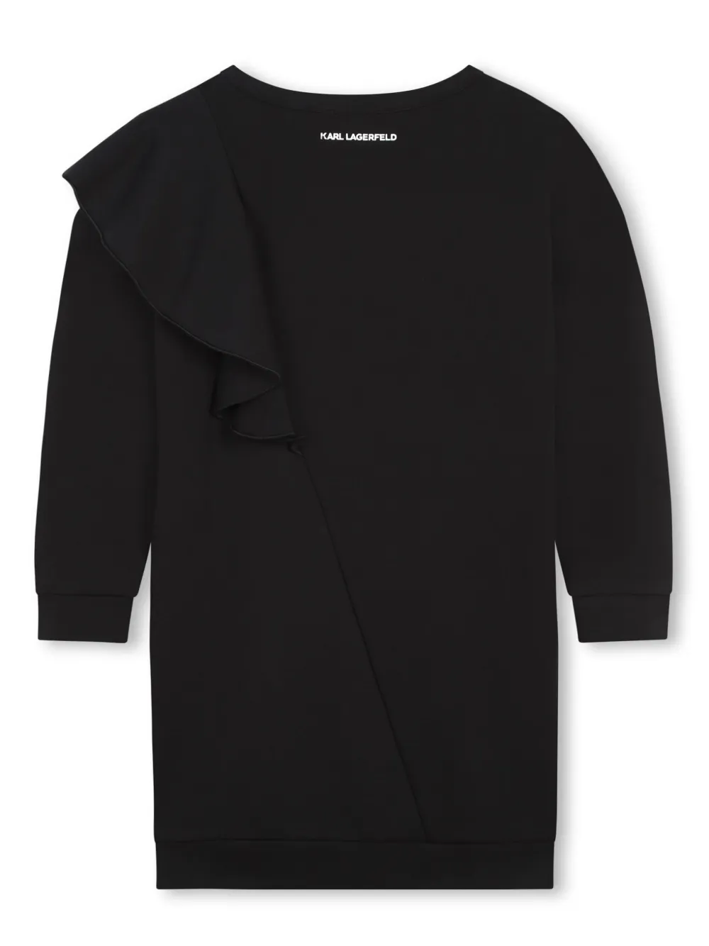 Платье с круглым вырезом и принтом Choupette KARL LAGERFELD KIDS, черный — фото 2