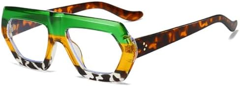 

2027 Солнцезащитные очки неправильной квадратной формы для женщин, модные градиентные солнцезащитные очки UV400, ретро-очки для мужчин с прозрачными линзами MTZJH, Green Yellow Leopard