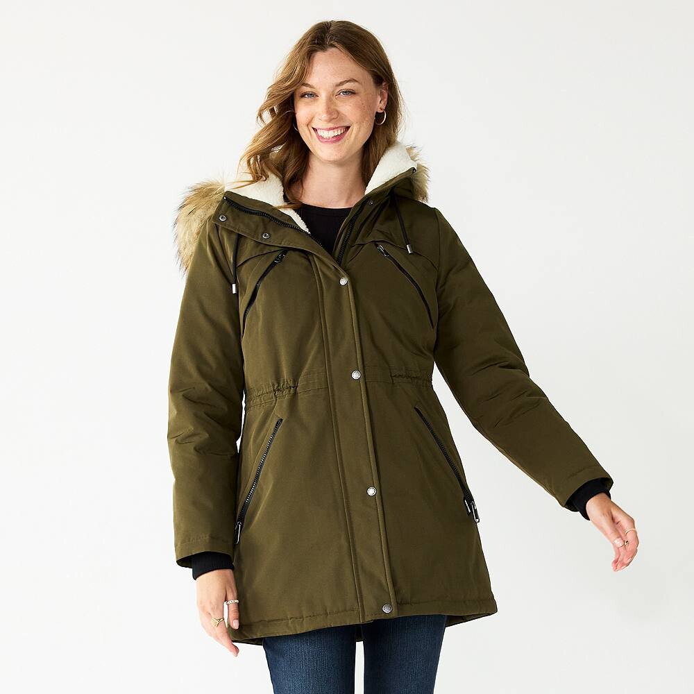 

Женское тяжелое пуховое пальто Nine West Quilt Sherpa, зеленый