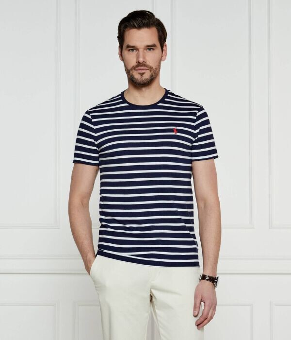 

Футболка Polo Ralph Lauren Custom в полоску, синий / белый
