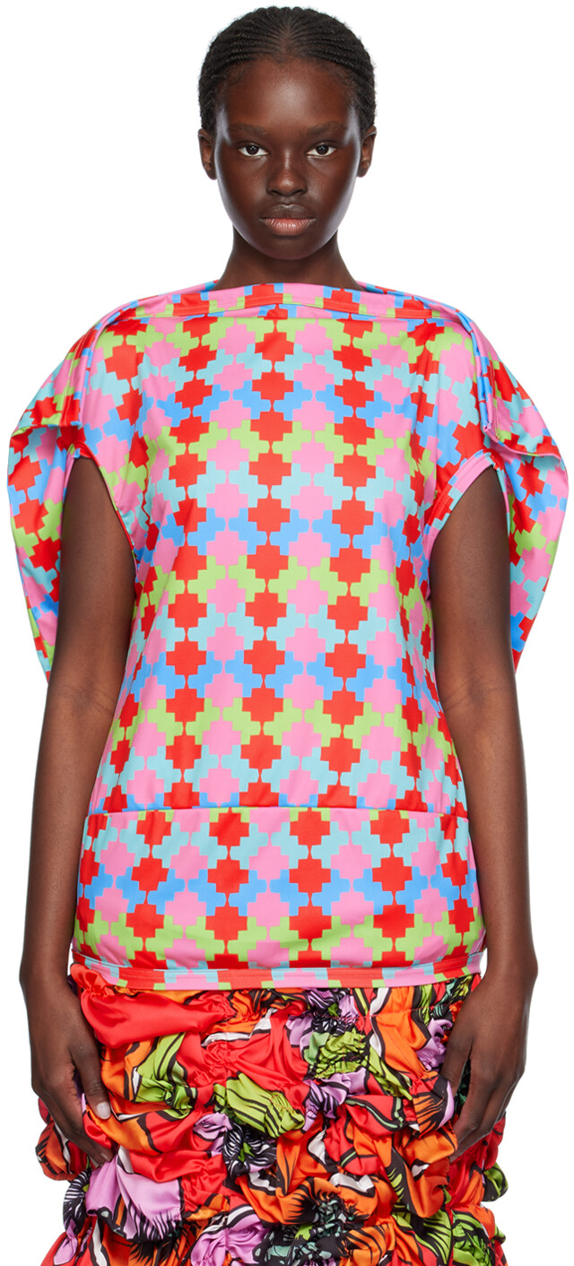 

Разноцветная футболка с принтом Comme Des Garcons, цвет C pattern