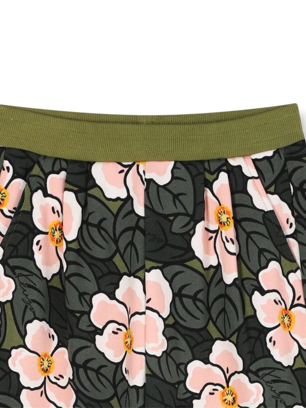 Спортивные брюки с цветочным принтом Kenzo Kids, зеленый — фото 3