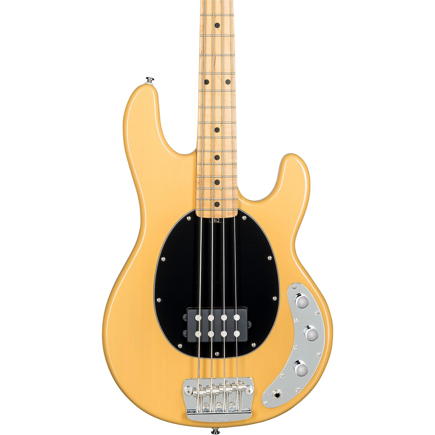 

Sterling by Music Man StingRay Classic Ray24 Кленовая накладка на гриф Электрическая бас-гитара Butterscotch Черная накладка